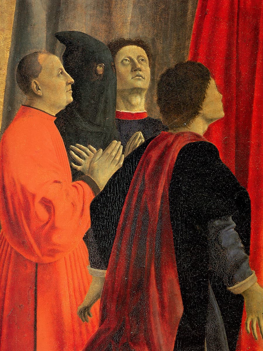 Members of a confraternity at prayer beneath the Virgin's mantle