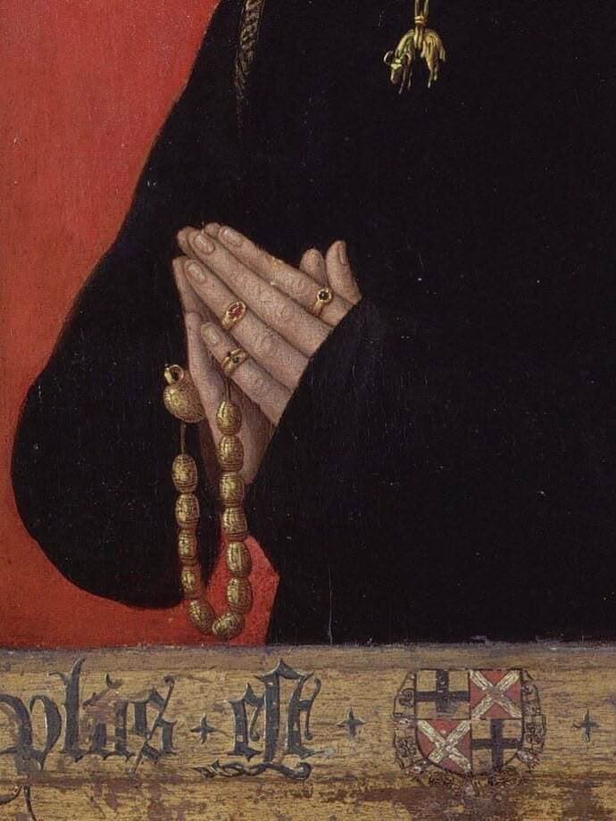 Praying hands holding a rosary