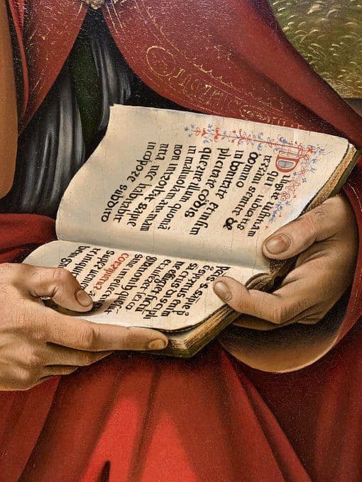 Hands holding an open illuminated book